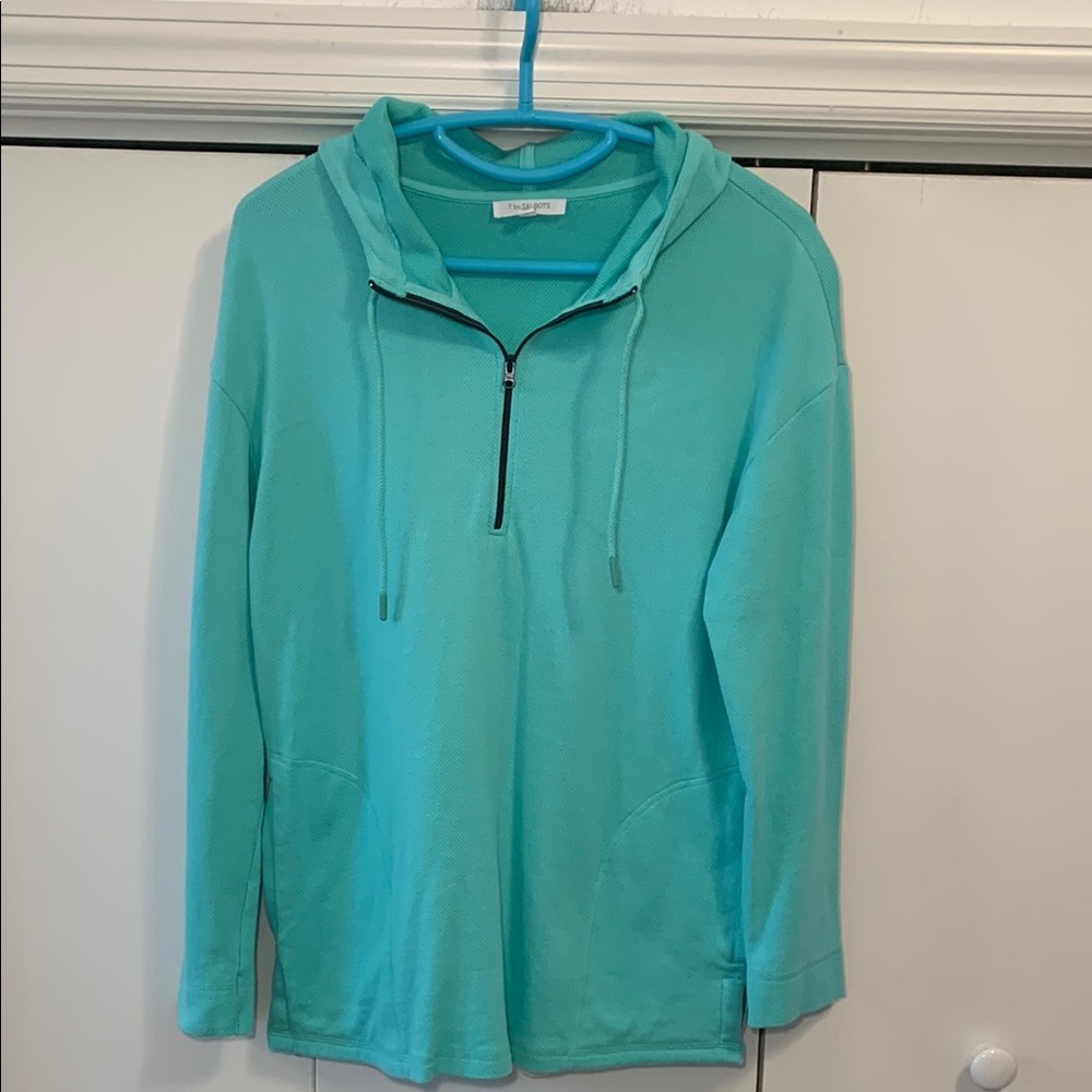 T by Talbots Aqua Quarter-Zip Hoodie